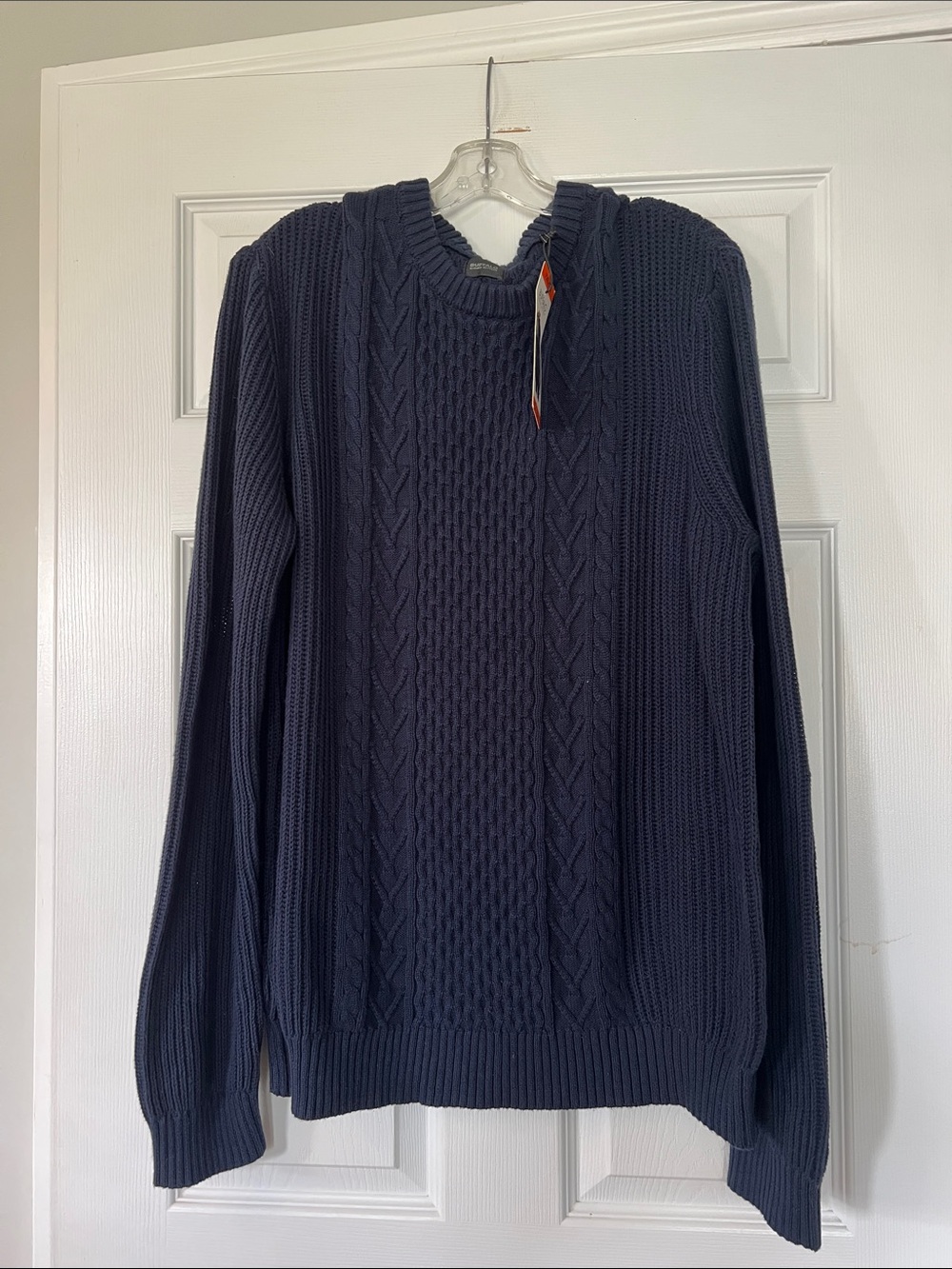 Buffalo David Bitton Men's Cable Crewneck Sweater - Navy Blue